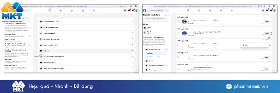 Xem lại bình luận của mình trên Facebook trên máy tính